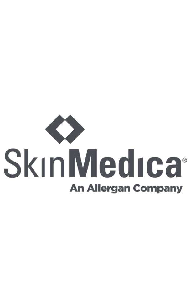 SkinMedica logo with gray text and diamond icon, labeled “An Allergan Company”