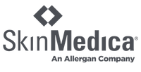 SkinMedica logo with gray diamond icon and “An Allergan Company” text