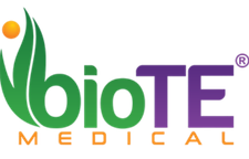 BioTE Medical logo in green, purple, and orange text with leaf icon and orange dot