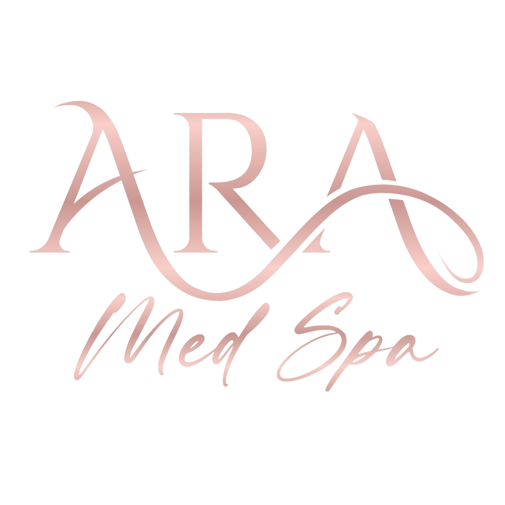 The logo for ara med spa is a pink logo with flowers and leaves.