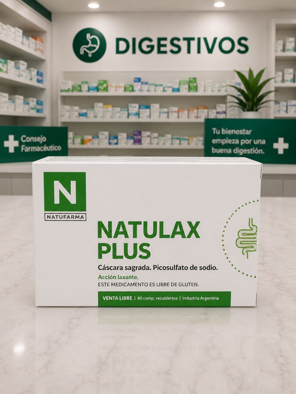 Natulax Plus Natufarma 40 compr, suplemento laxante base de cáscara sagrada y picosulfato de sodio alivio del estreñimiento