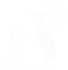 Faint silhouette of a white heron standing in shallow water