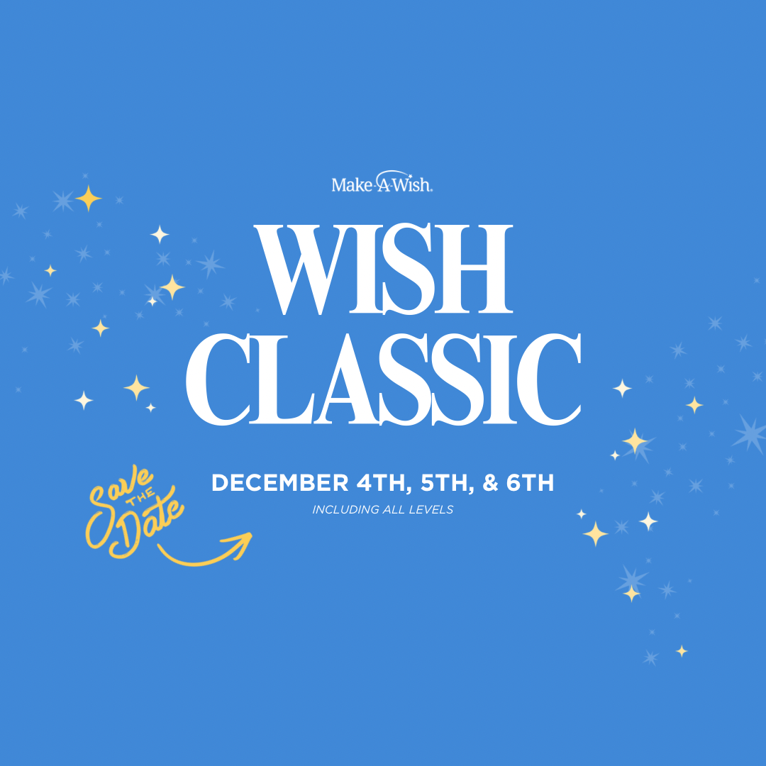 Blue event poster reading “WISH CLASSIC” with dates December 4th, 5th, and 6th, decorated with stars.