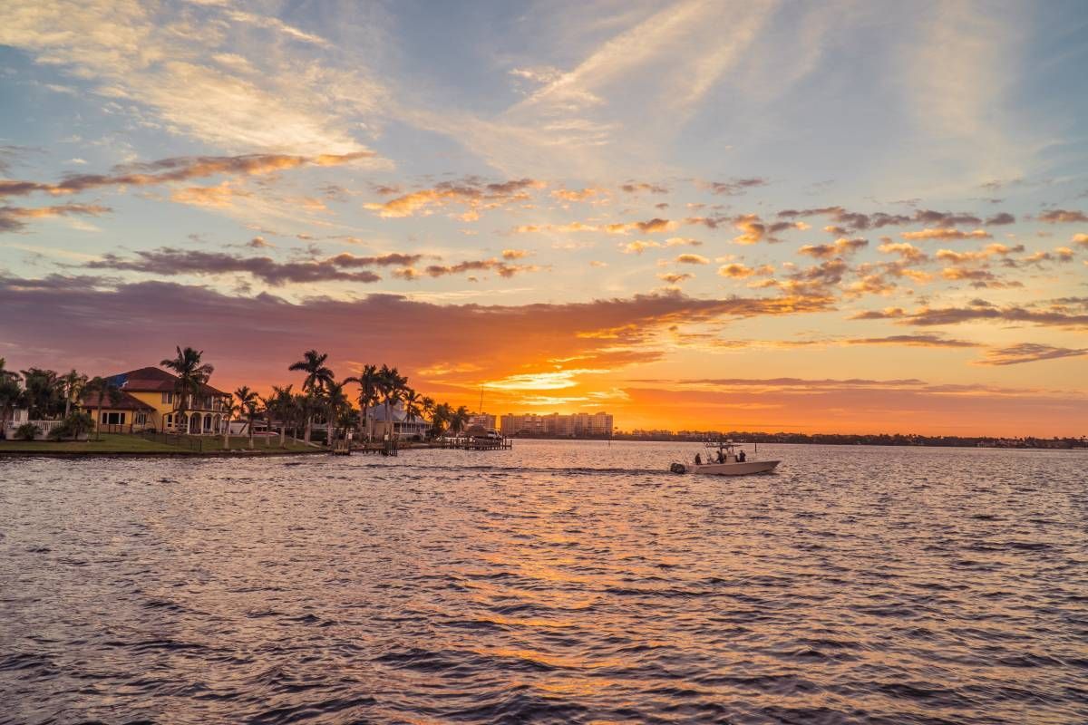 Scenic view of a sunset over Cape Coral, FL.
