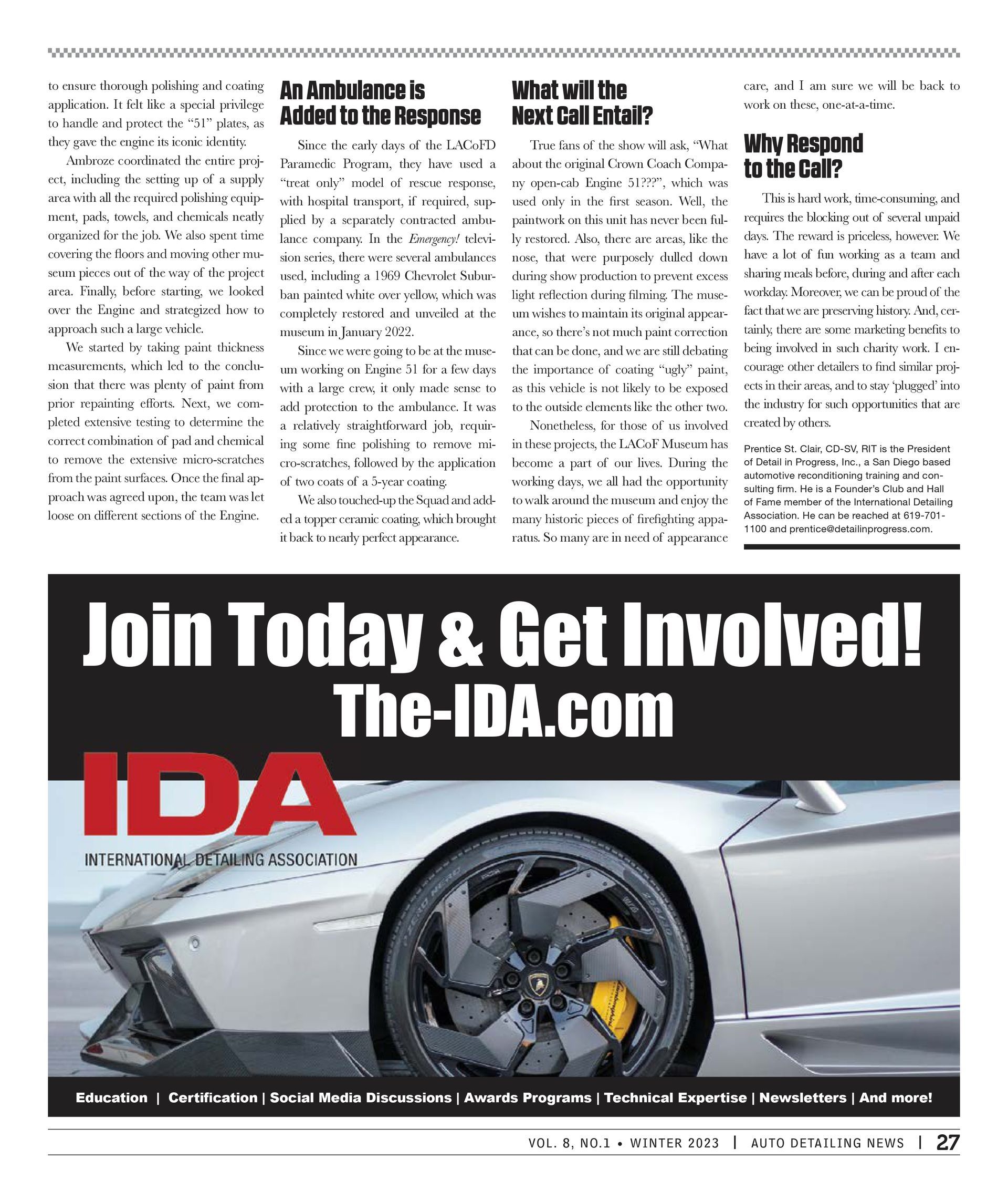 Ad for The-IDA.com featuring a silver car with black rims and a yellow brake caliper.