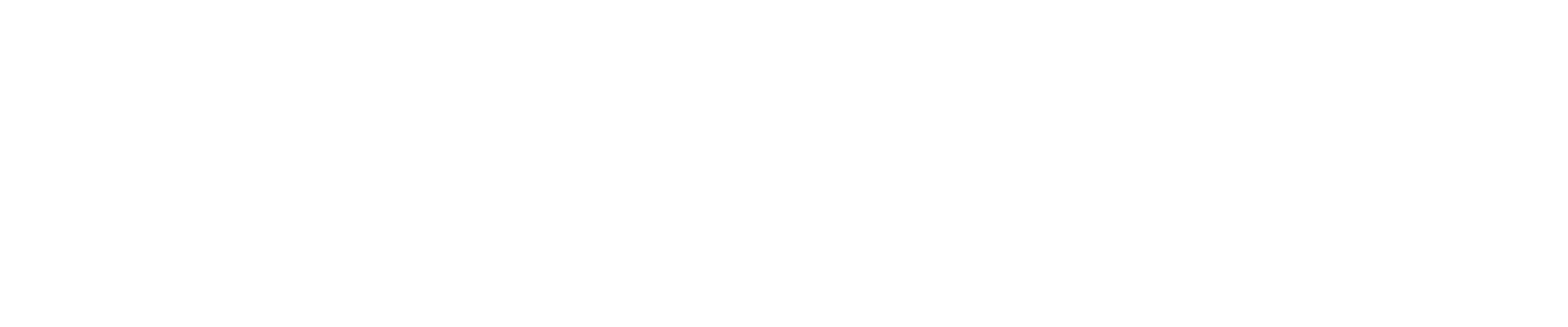 White logo on white background.
