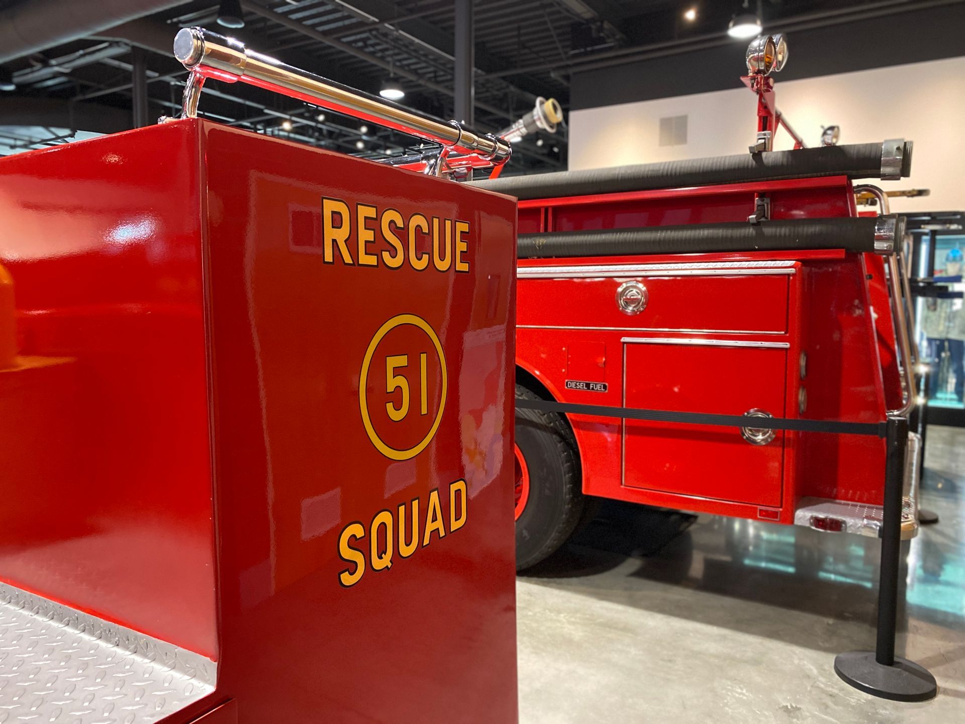 Red fire truck labeled