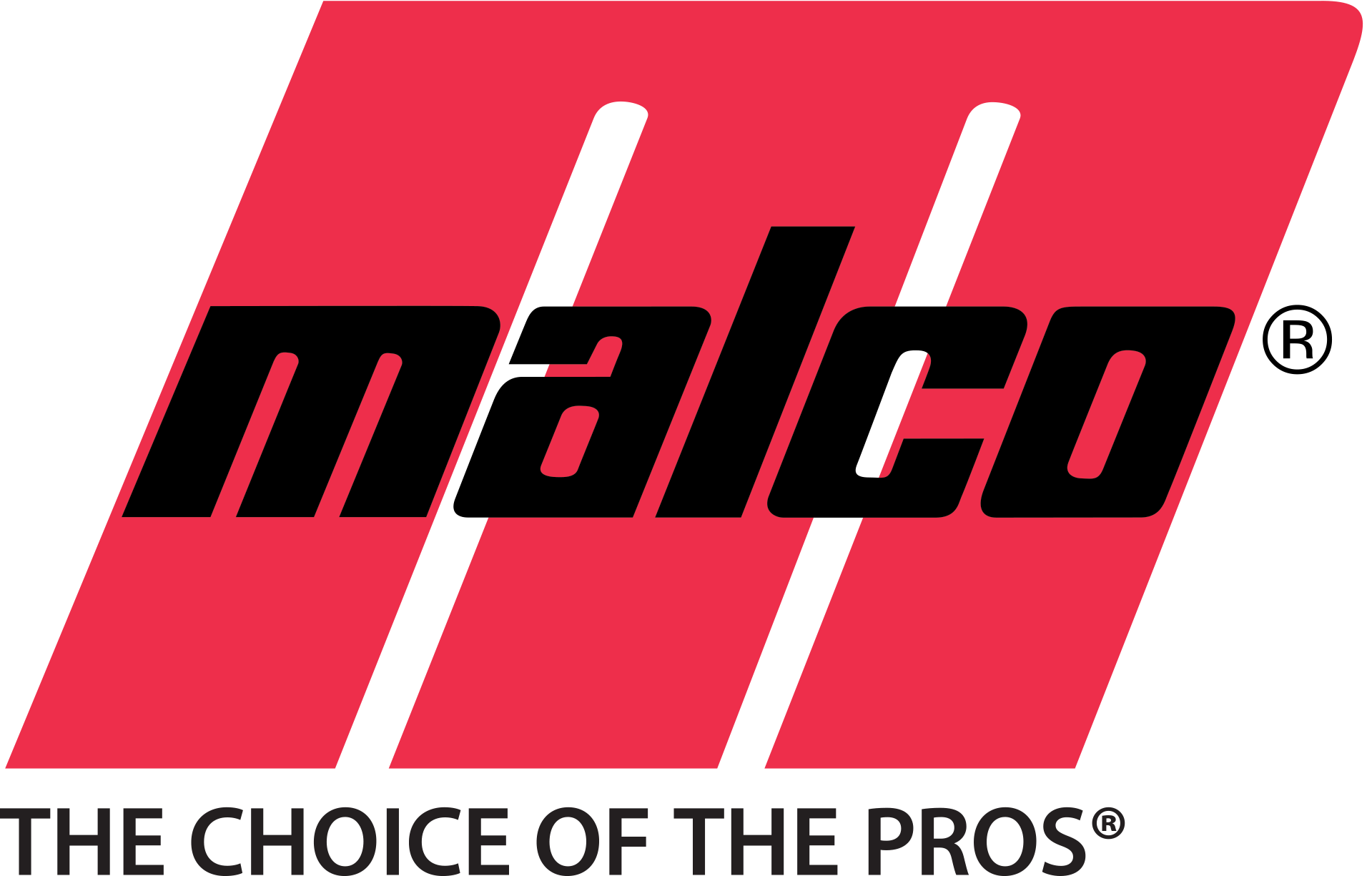 Red and black Malco logo; slogan 