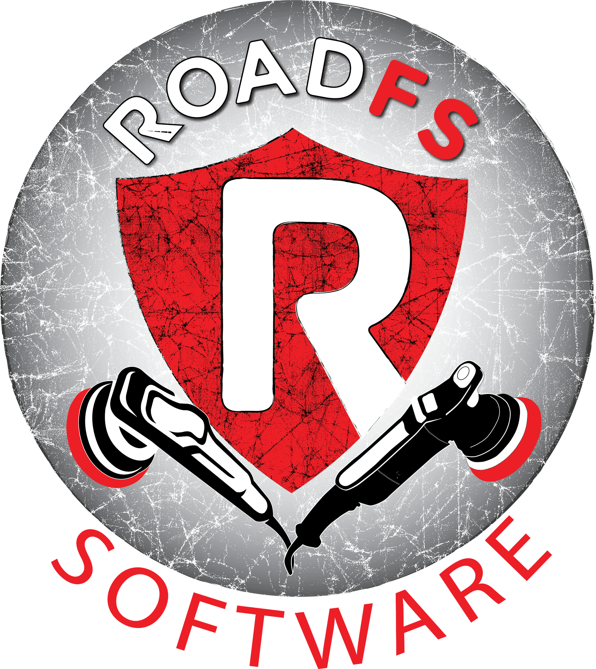 RoadFS Software logo with red shield, white 