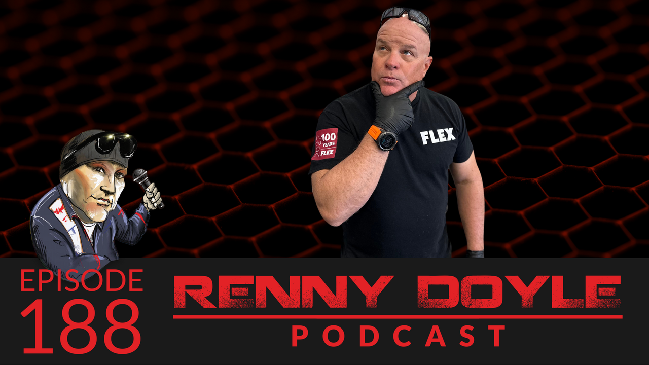 Podcast graphic: Man with sunglasses, wearing a 