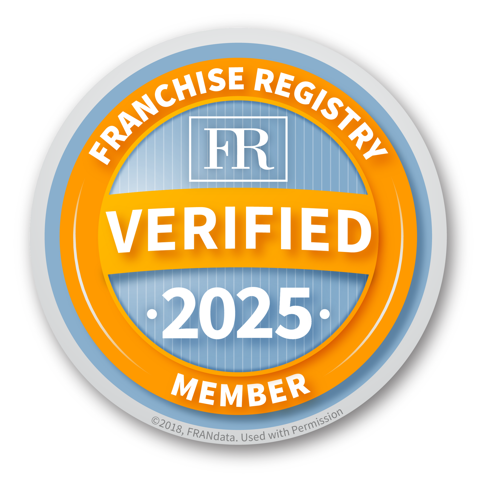 Franchise Registry Verified 2025 Member badge: orange, blue, and white circular logo.