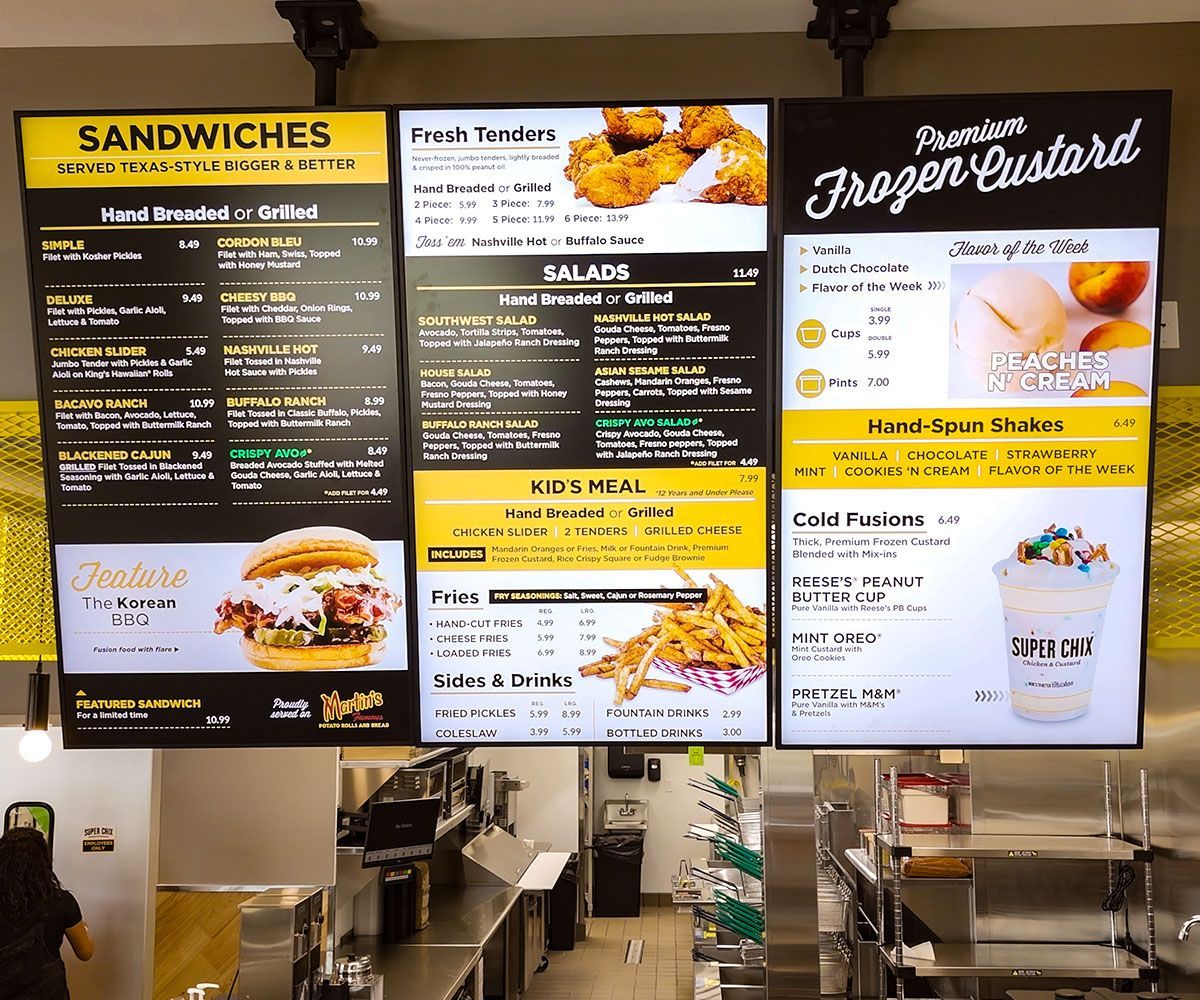 Super chix menu board at the new sandy utah location.