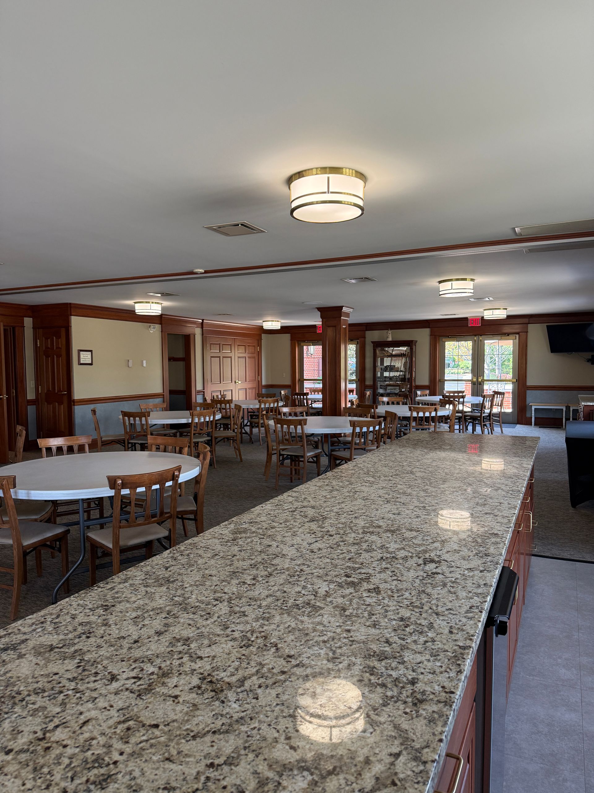 Community Room at Waite Funeral Homes in Medina set up for a catered gathering