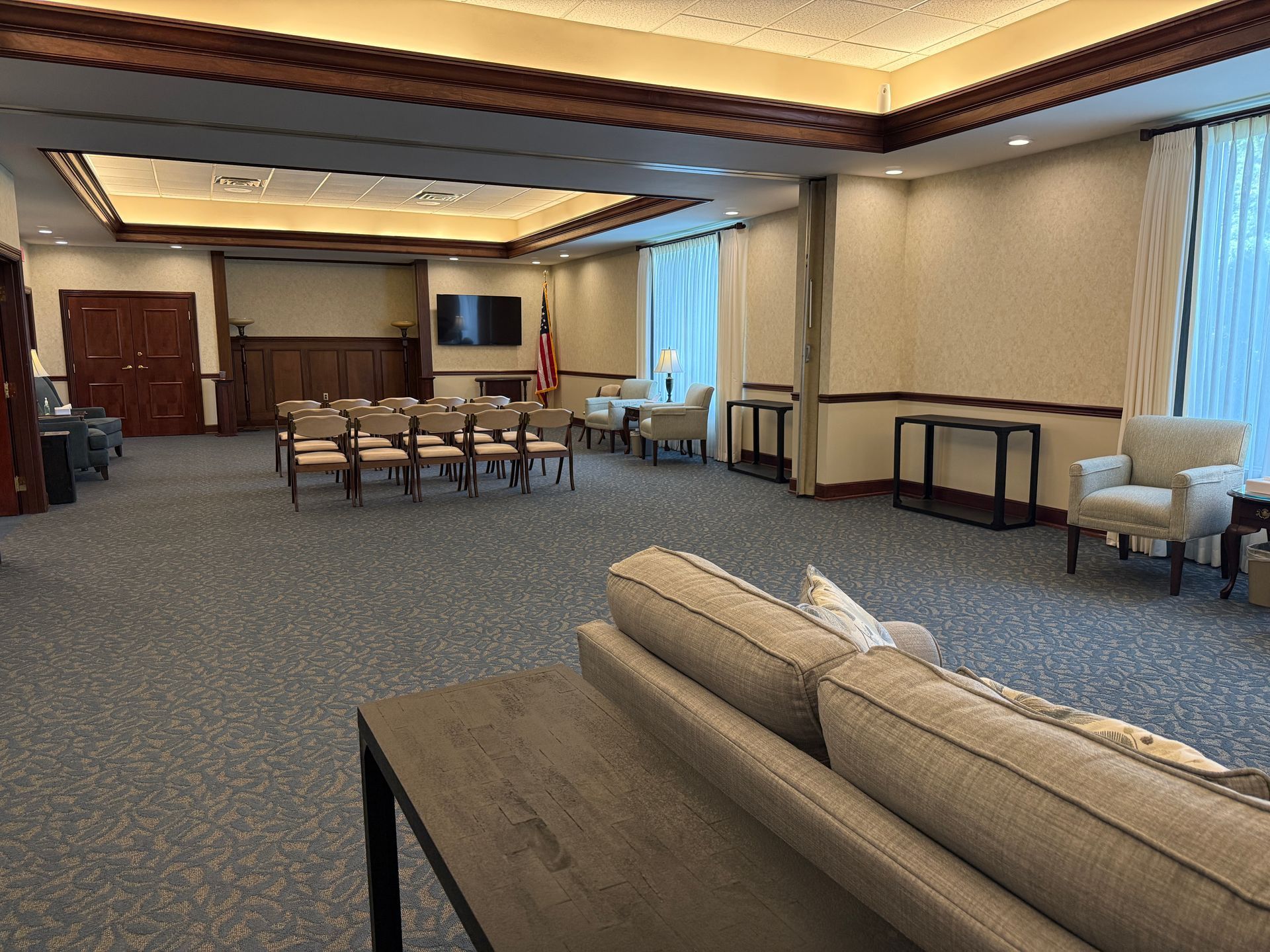 Chapel interior at Waite Funeral Homes in Brunswick, Ohio.