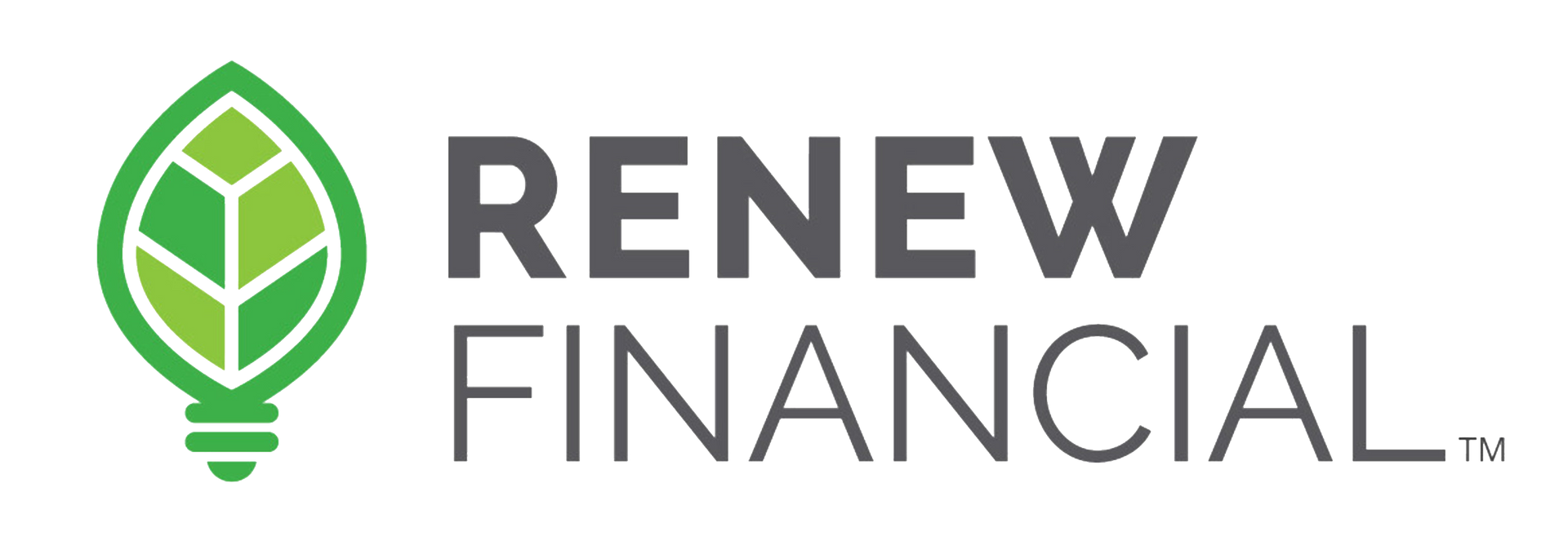 Logo of Renew Financial: green leaf and lightbulb graphic with company name.