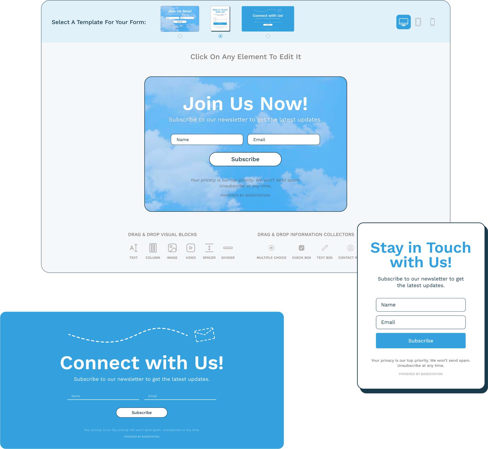 Custom form creator for websites