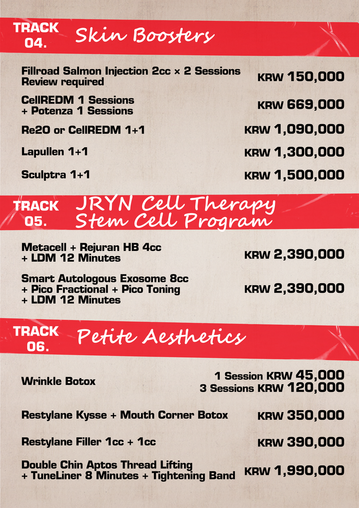 Pink April skin-sale poster listing “10% April special offer” with a price list of beauty treatments.