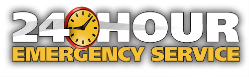 A logo for a 24 hour emergency service
