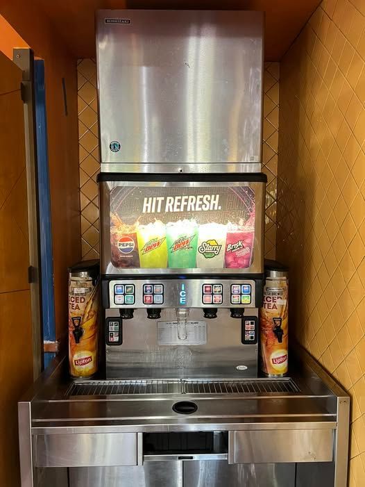 Ice and Fountain drink machine serviced in Atlanta by John's Heating, Cooling, and Appliance Repair. Part of our commercial refrigeration Services
