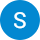The letter s is in a blue circle on a white background.