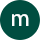 The letter m is in a green circle on a white background.