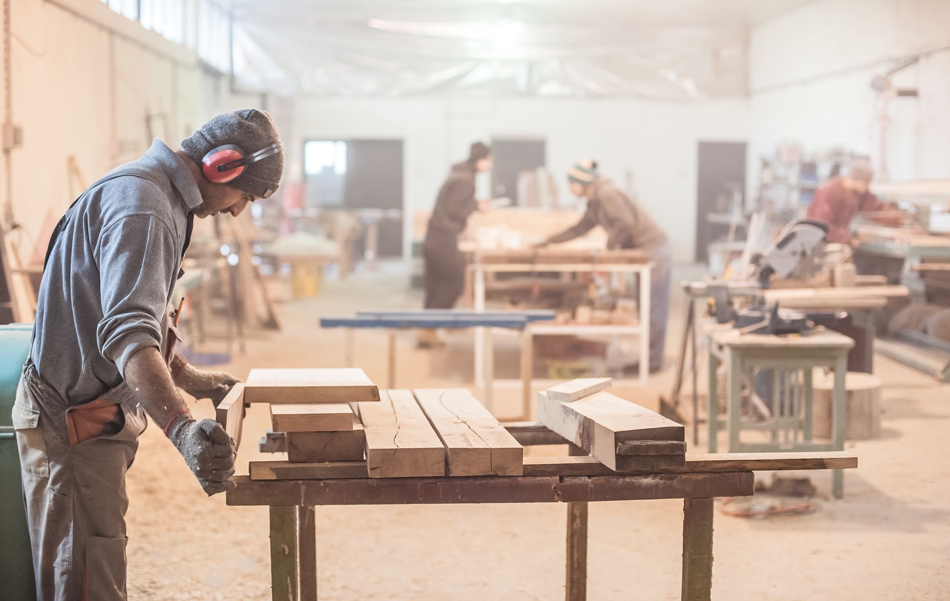 Man doing woodwork in carpentry