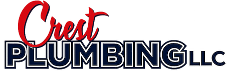 Crest Plumbing logo with red script “Crest” above bold blue “PLUMBING” text