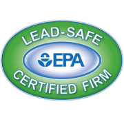 EPA Lead-Safe Certified Firm green and blue oval logo with white text
