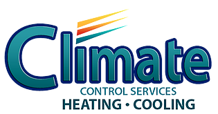 Climate Control Services heating and cooling logo in blue, green, and yellow