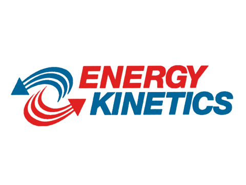 Energy Kinetics logo with blue and red circular arrow graphic and bold red-blue text on white background