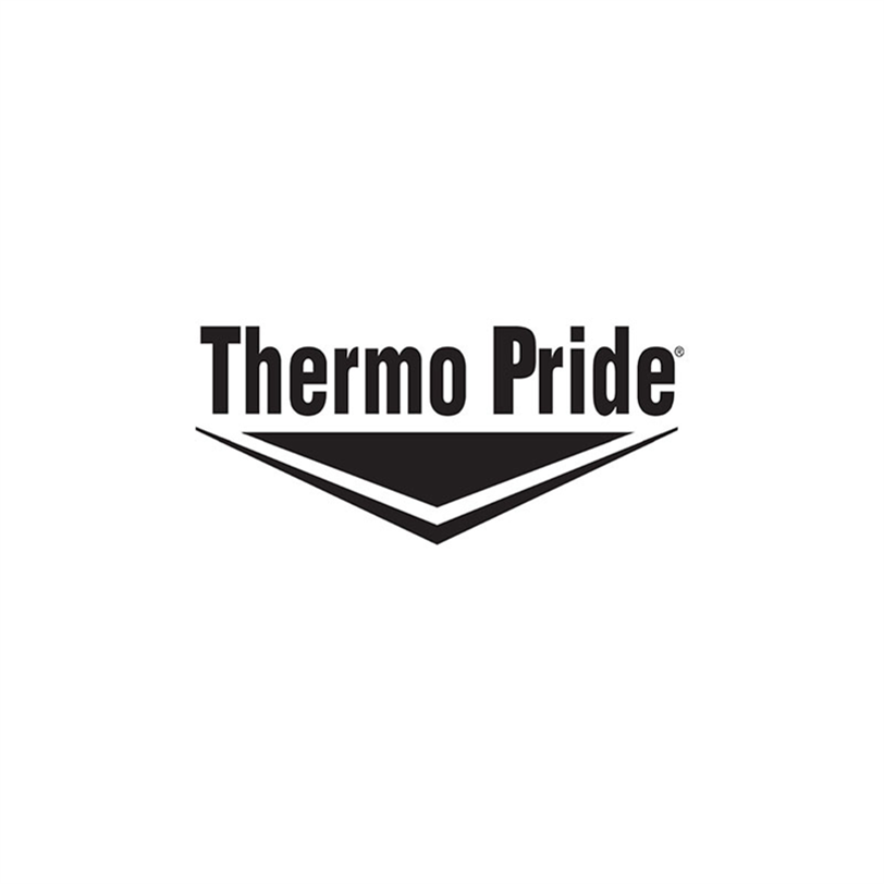 Thermo Pride black logo with stylized chevron on a white background