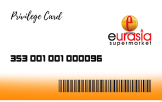 A privilege card for eurasia supermarket with a barcode