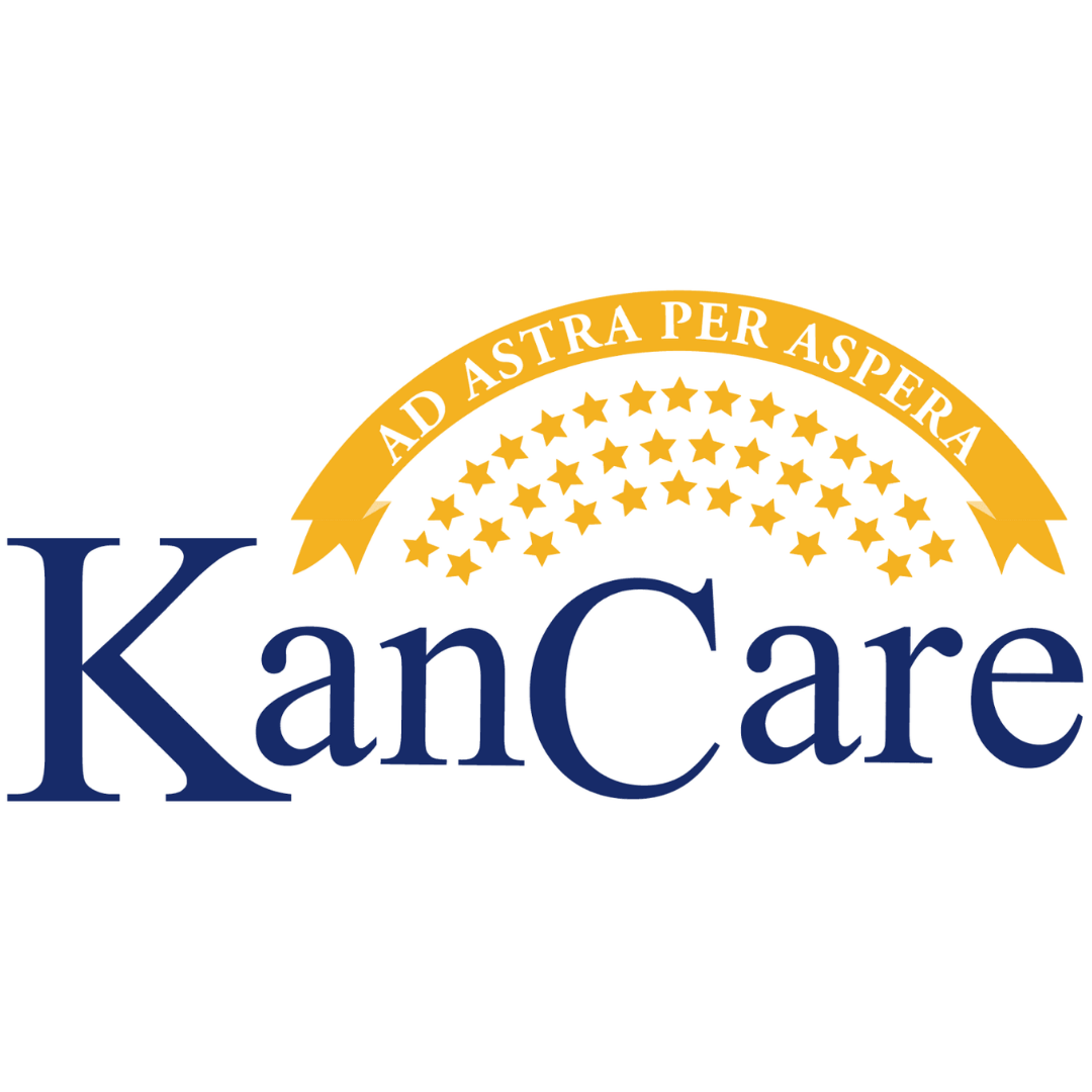 KanCare logo in blue and gold with arching stars and motto “Ad Astra Per Aspera”