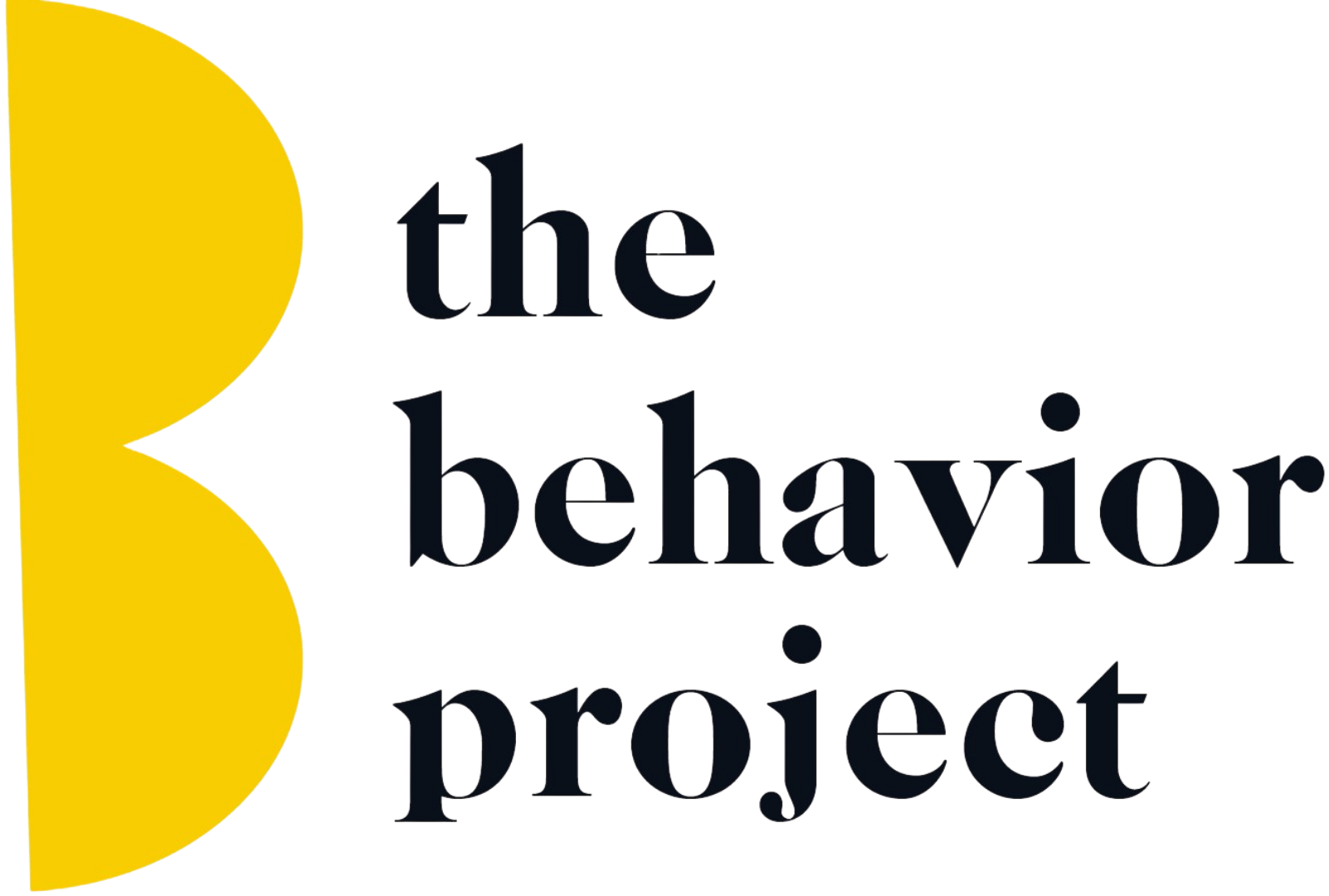 The Behavior Project logo with yellow abstract shape and black text on white background