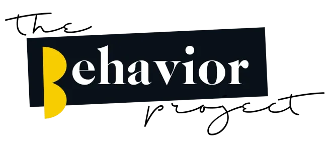 The Behavior Project logo in black, yellow, and handwritten script on a white background