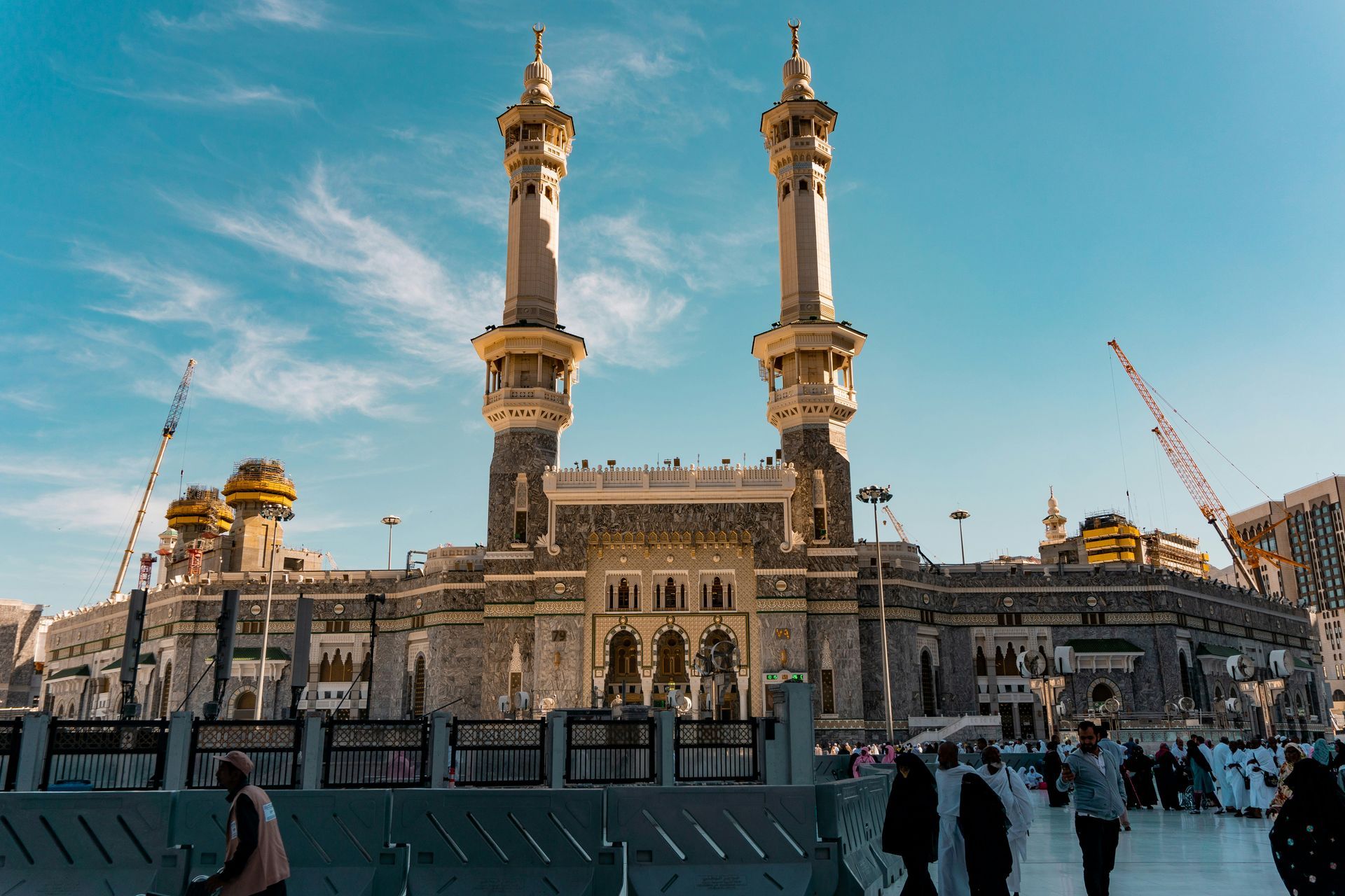 The largest mosque in the world, the Masjid al-Haram in Mecca, Saudi Arabia