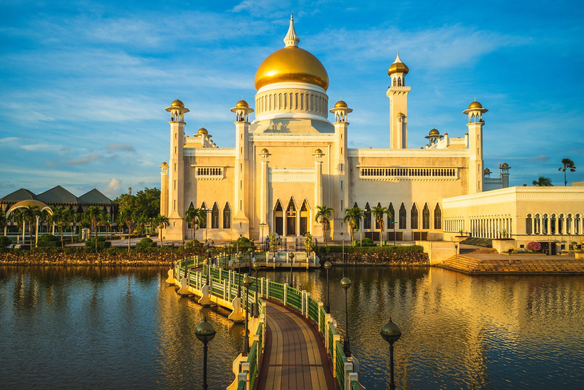 Omar Ali Saifuddien Mosque, located in Bandar Seri Begawan, Brunei
