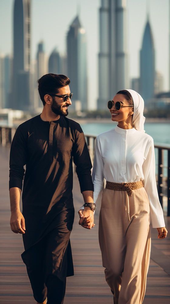A married Muslim couple on a halal friendly honeymoon