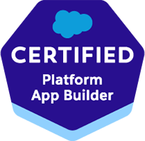 A certified platform app builder badge with a cloud on it.