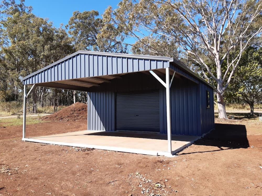 Blue Shed With Carport - Homes And Sheds Australia Wide
