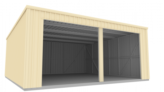 Cream Skillion Shed With Double Doors - Homes And Sheds Australia Wide