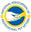 The logo for the national association of professional pet sitters shows two hands holding a dog.