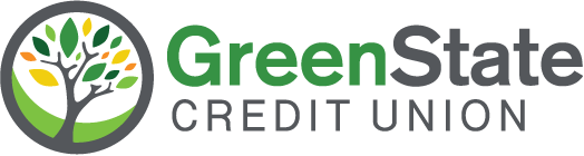 Logo of GreenState Credit Union, featuring a tree graphic inside a circle and the words