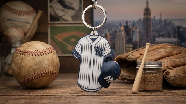 3XP Yankees Pinstripe & Fitted KEYCHAIN