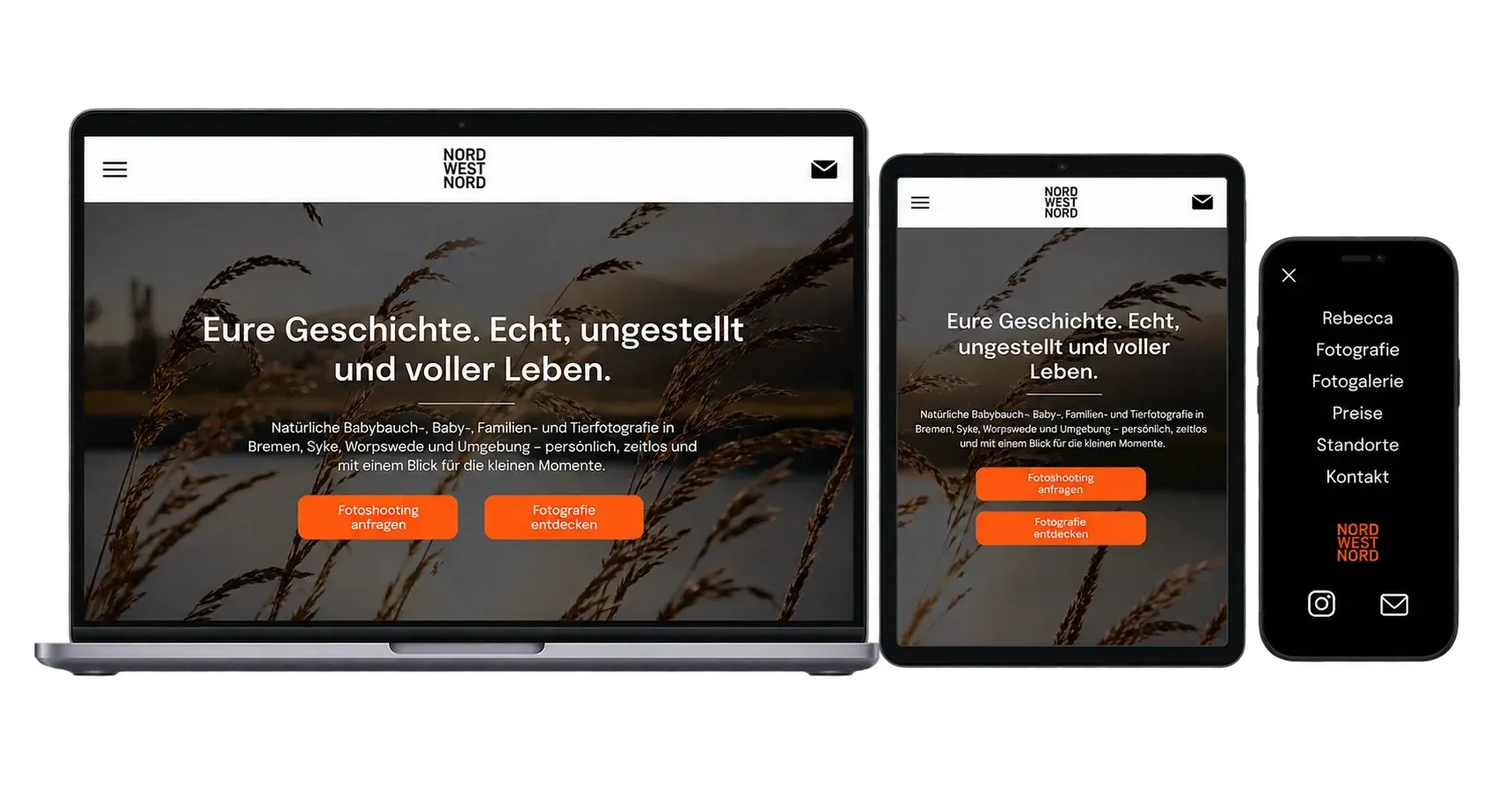 Responsive Website von NORDWESTNORD Fotografie auf Desktop, Tablet und Smartphone – Webdesign von XY110 Responsive Website von NORDWESTNORD Fotografie auf Desktop, Tablet und Smartphone – Webdesign von XY110
