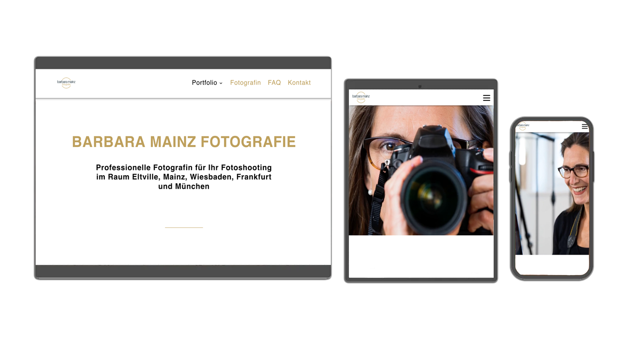 Projekt barbaramainz-fotografie.de Projekt barbaramainz-fotografie.de der XY110 Internetagentur in drei unterschiedlichen Varianten für Desktop, Tablet und Smartphone.