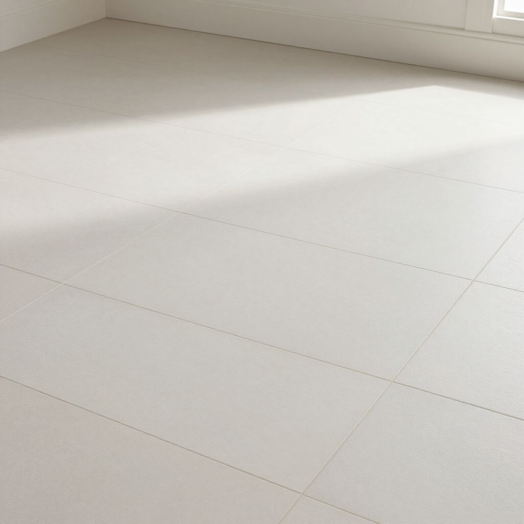 Off-white interlocking foam floor tiles in a room with a light source, creating shadows.