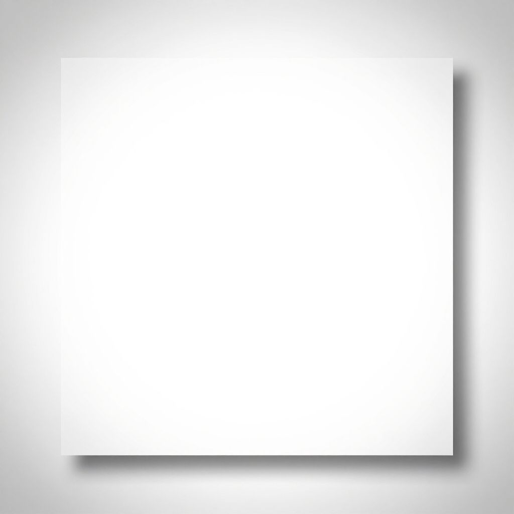 White square with a drop shadow, centered on a gray background.