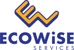 a blue and yellow logo for ecowise services