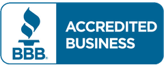 BBB Accredited Business logo in blue and white